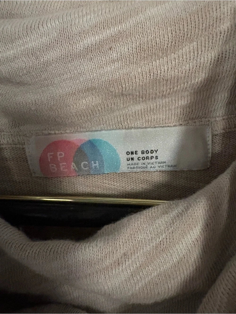 Free People FP Beach Cocoon Cowl Pullover 100% Cotton Oatmeal Color EUC